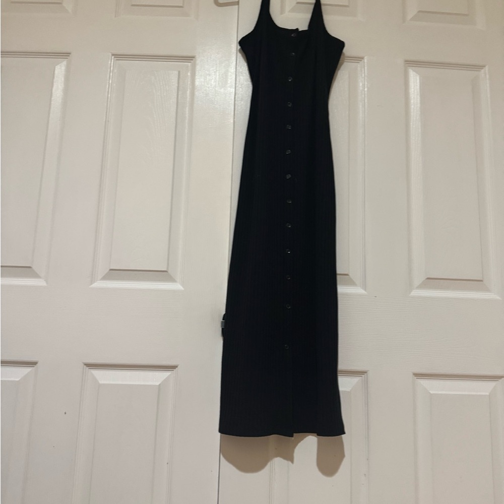 Zara Black Button-Down Maxi Dress
